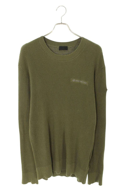 MONCLER Khaki Cotton Logo Patch Knit Size XL