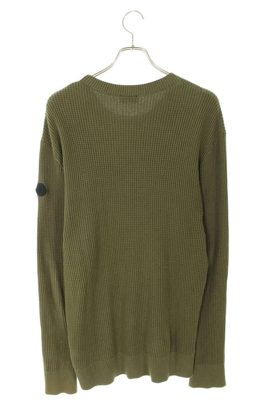 MONCLER Khaki Cotton Logo Patch Knit Size XL