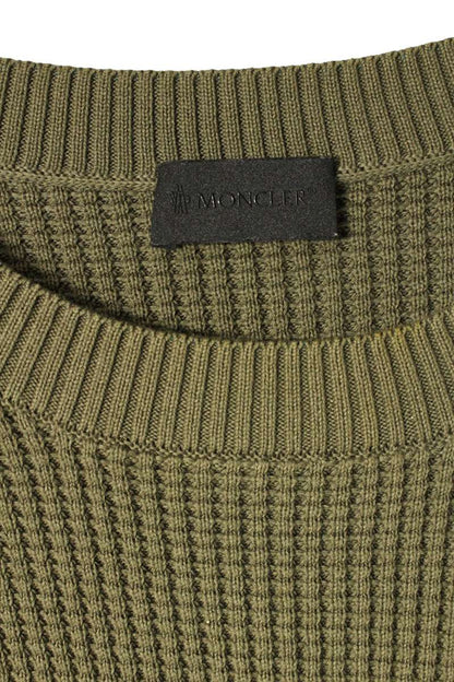 MONCLER Khaki Cotton Logo Patch Knit Size XL