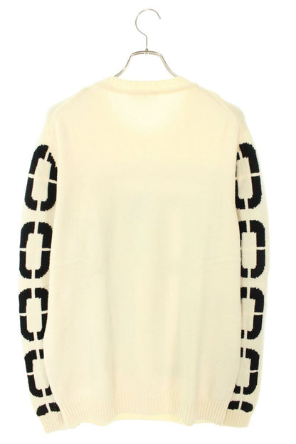 Fendi Logo Crewneck Knit Sweater White x Black Size 54
