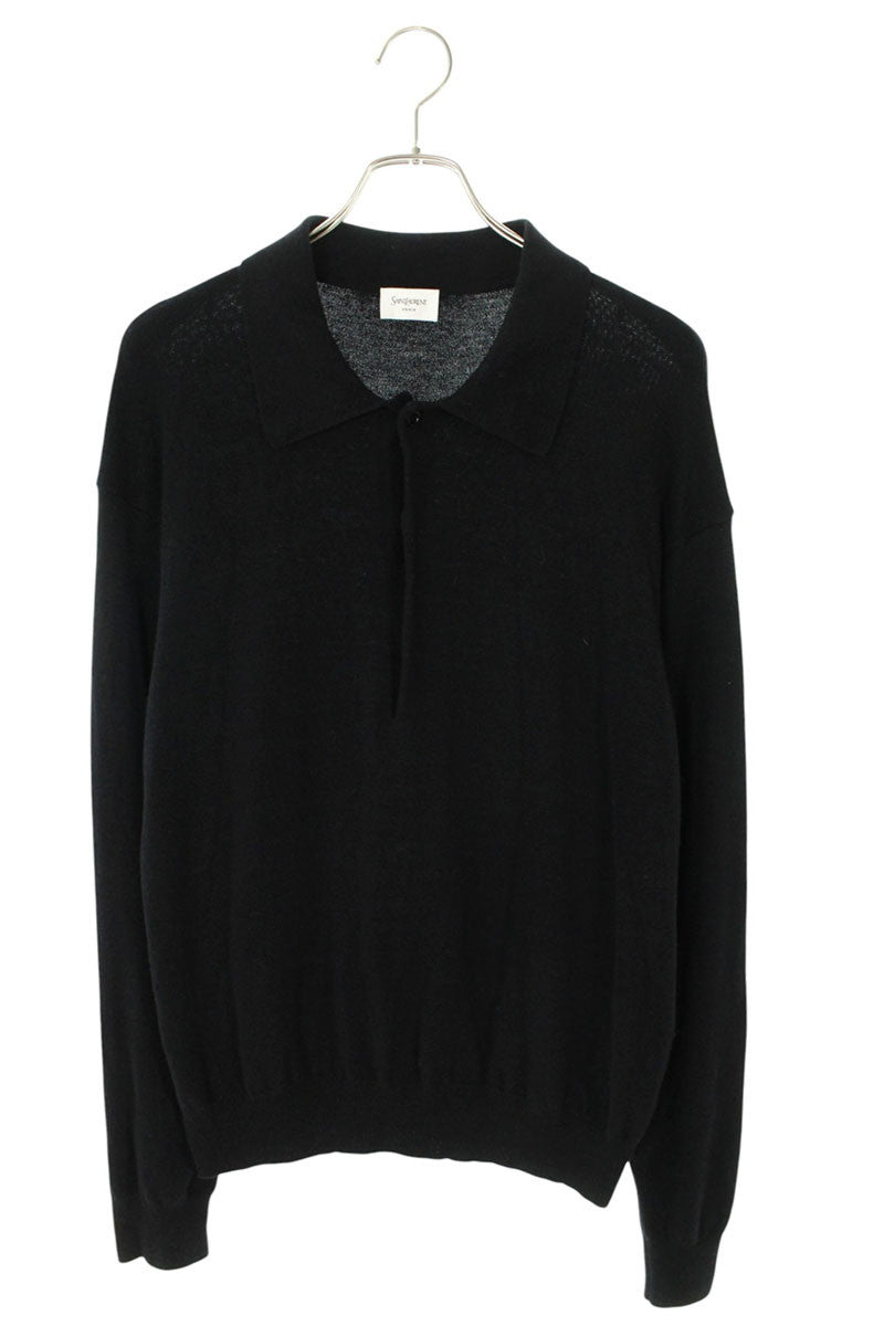 Saint Laurent Paris Polo Knit Sweater Black Size XXL