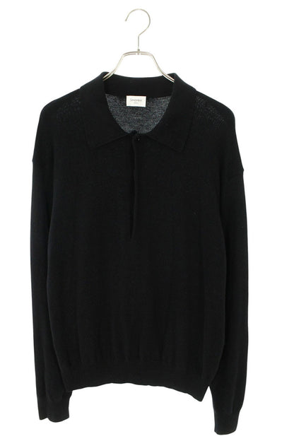 Saint Laurent Paris Polo Knit Sweater Black Size XXL
