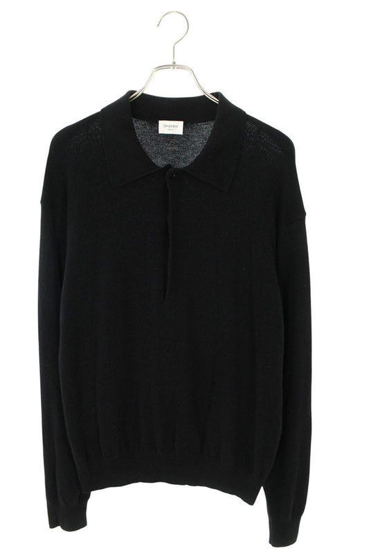 Saint Laurent Paris Polo Knit Sweater Black Size XXL
