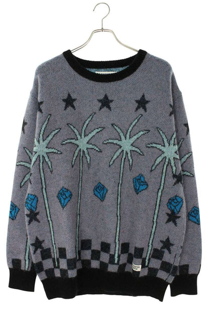 Wacko Maria 24SS Crewneck Knit Sweater Gray x Black x Blue Size L