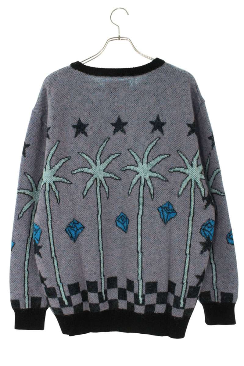 Wacko Maria 24SS Crewneck Knit Sweater Gray x Black x Blue Size L