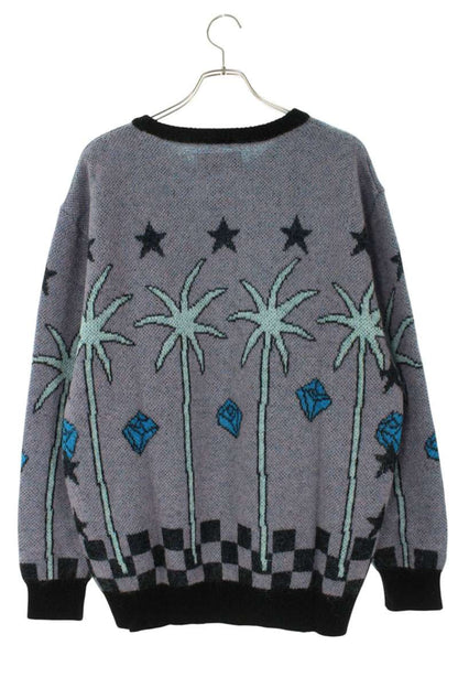 Wacko Maria 24SS Crewneck Knit Sweater Gray x Black x Blue Size L