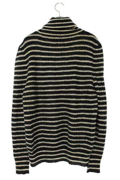 Saint Laurent Paris Boarder Knit Sweater Black x White Size XL