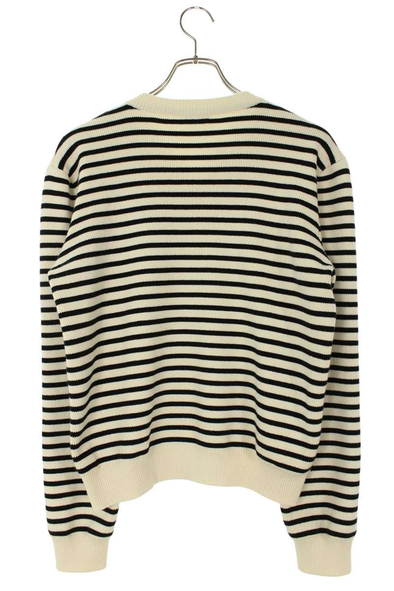 CELINE Stripe Cotton V-Neck Knit Multi Size XS