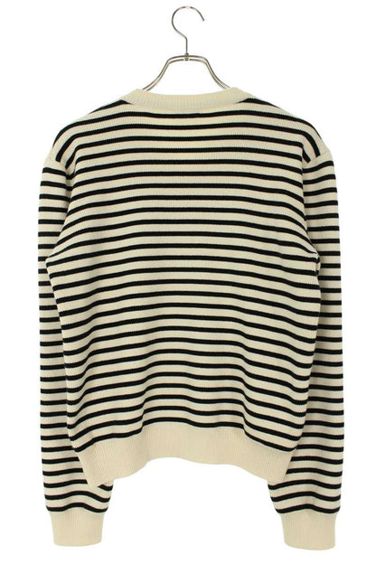 CELINE Stripe Cotton V-Neck Knit Multi Size XS