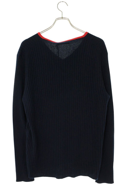 miumiu Logo Embroidered Cashmere V-Neck Knit Navy Size XS