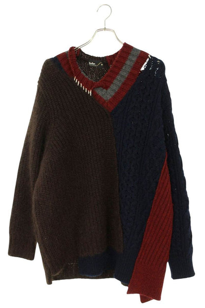 kolor Crazy Pattern Wool Mohair V-Neck Knit Multi Size L