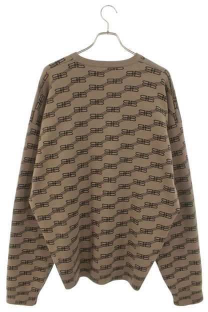 Balenciaga BB Logo All-Over Print Knit Sweater Brown Size L