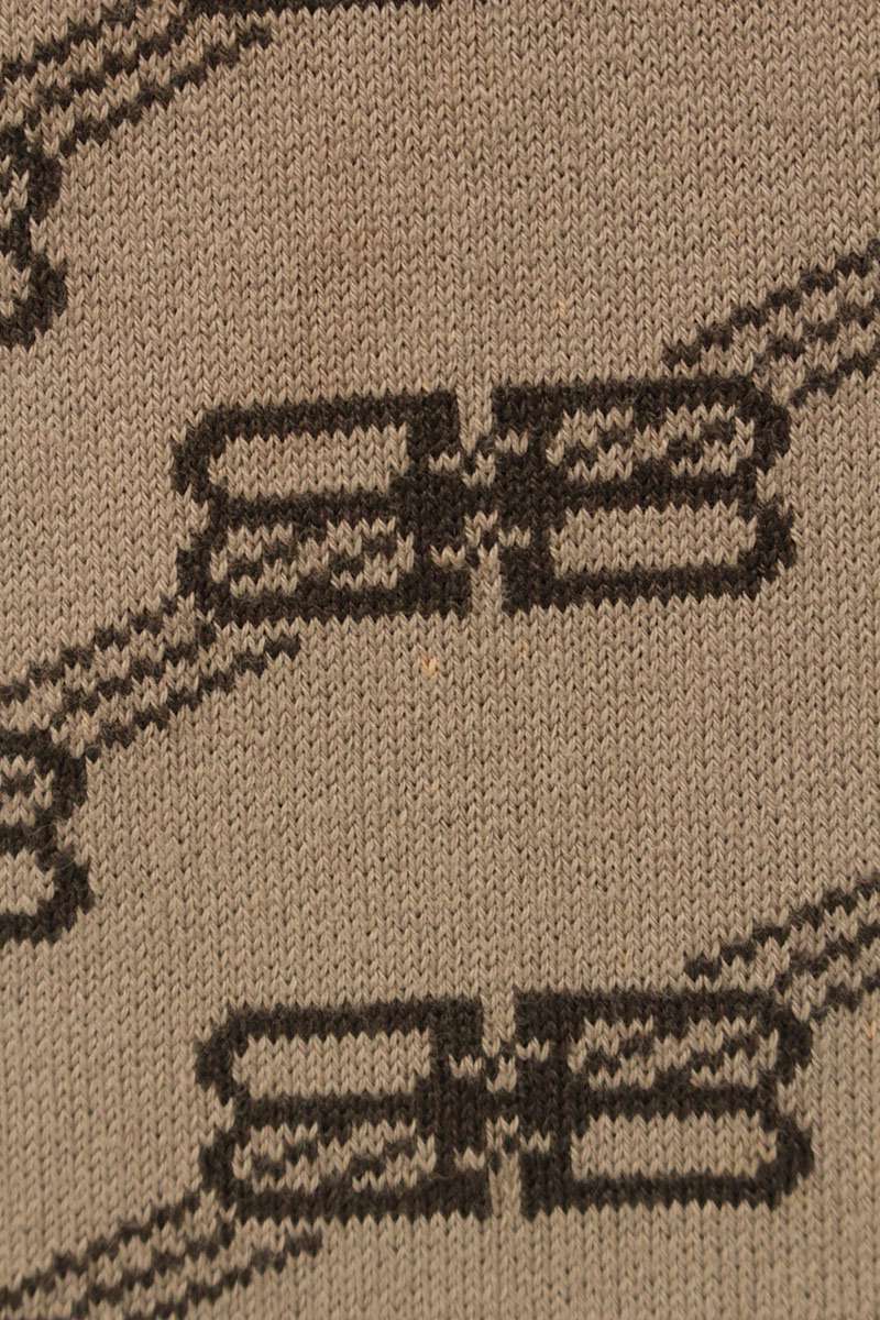 Balenciaga BB Logo All-Over Print Knit Sweater Brown Size L