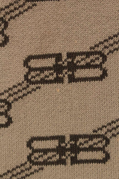 Balenciaga BB Logo All-Over Print Knit Sweater Brown Size L
