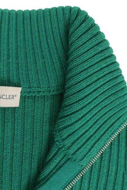 MONCLER Wool Half-Zip Knit Green Size XL