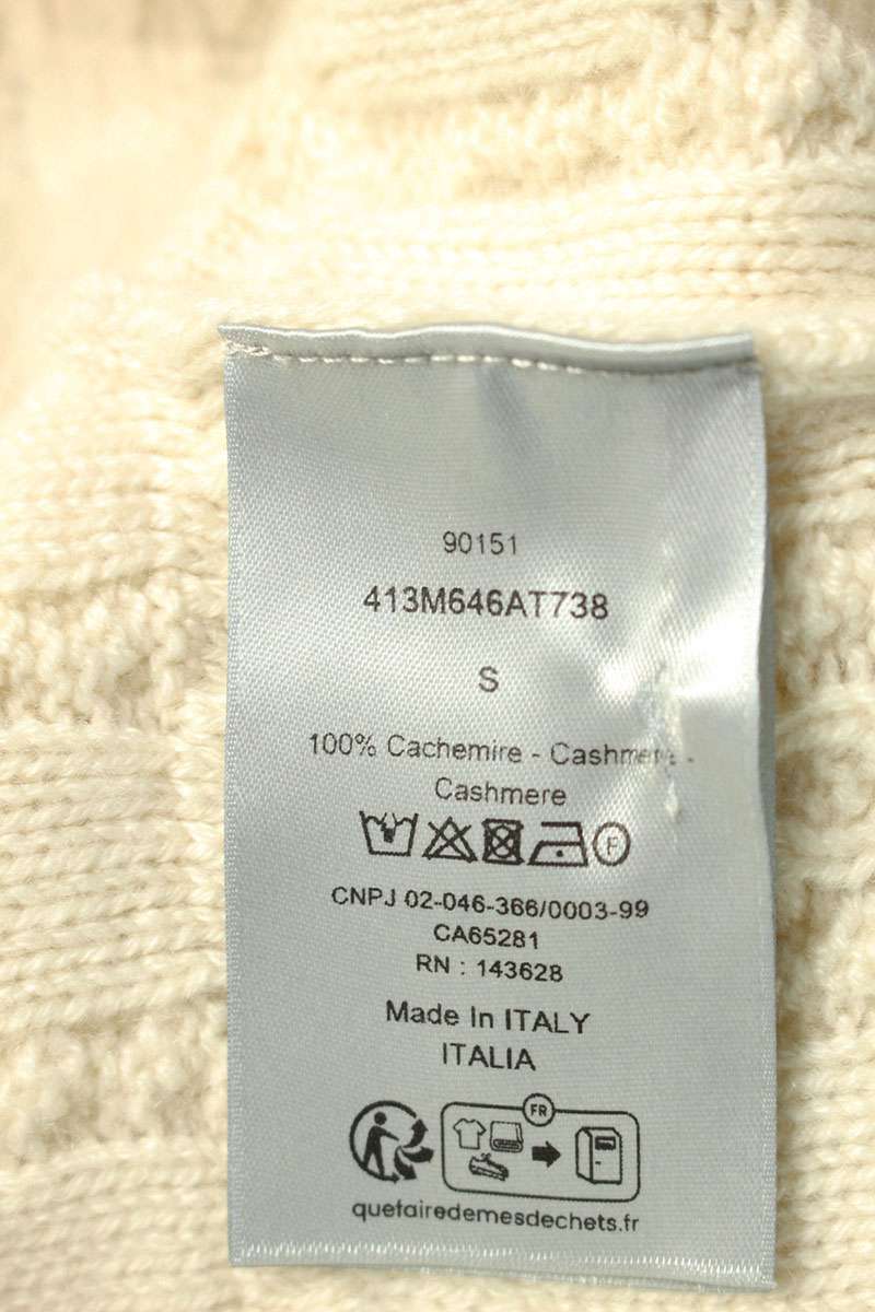 DIOR 25SS Cannage Cashmere High-Neck Knit Ivory Size S