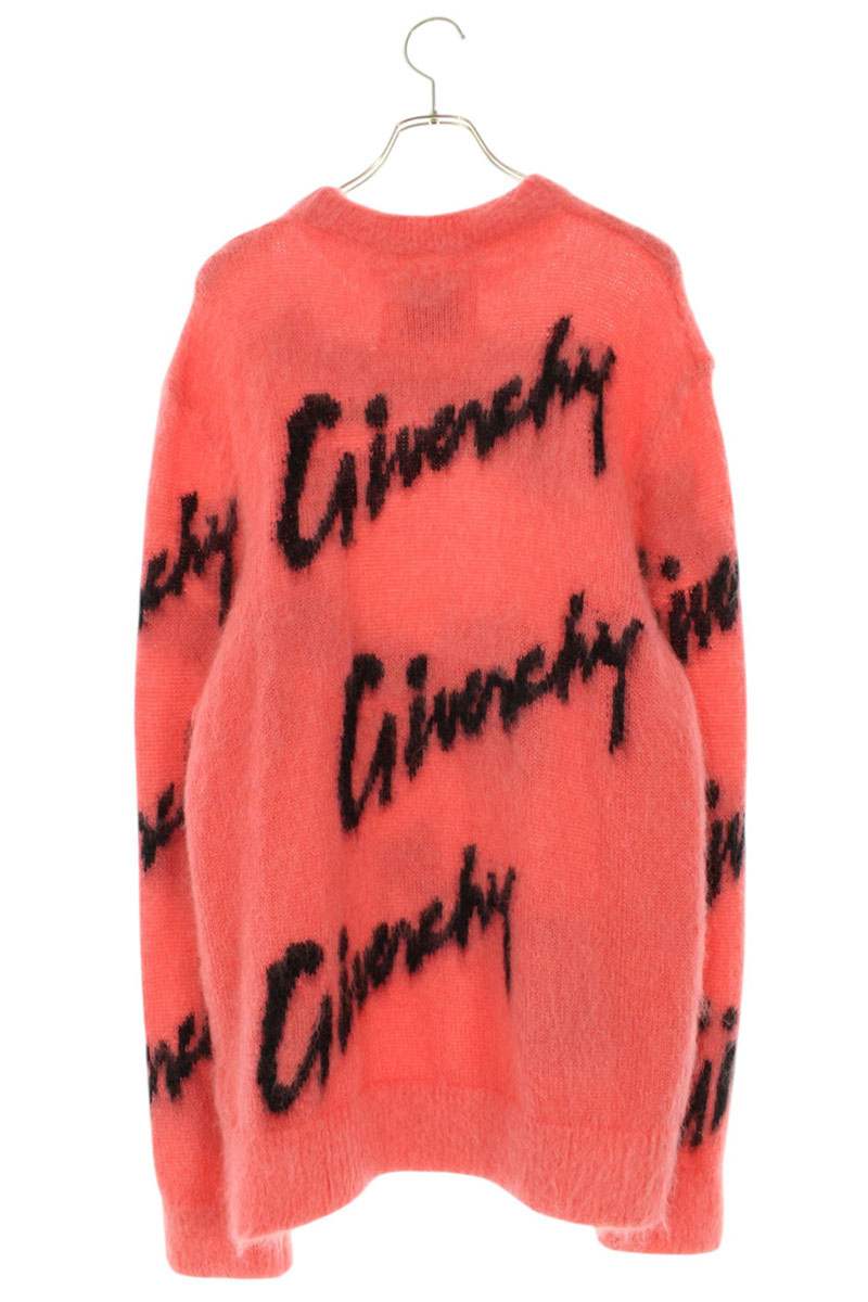 GIVENCHY All-Over Logo Mohair Blend Knit Pink Size XL