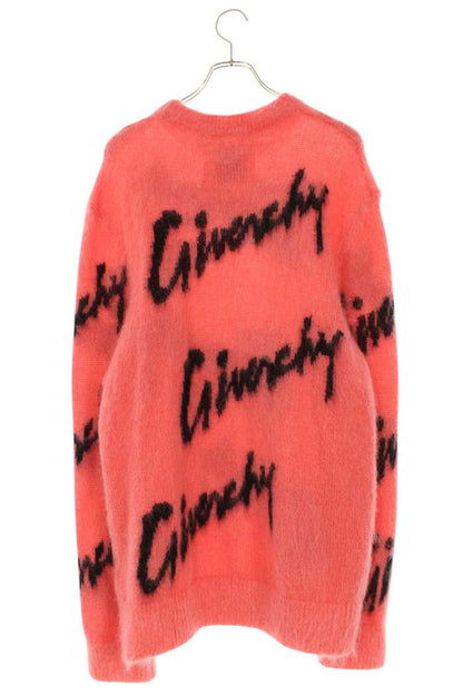 GIVENCHY All-Over Logo Mohair Blend Knit Pink Size XL