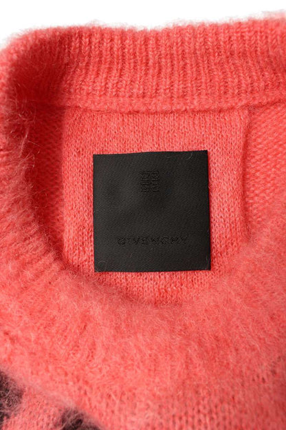 GIVENCHY All-Over Logo Mohair Blend Knit Pink Size XL