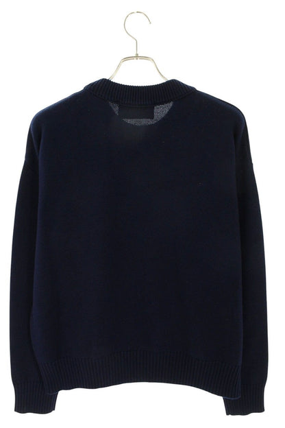 AMI 26SS Embroidered Crewneck Knit Sweater Blue x White Size XL