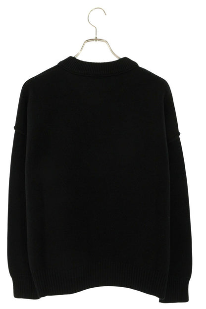 AMI Embroidered Crewneck Knit Sweater Black x Red Size M