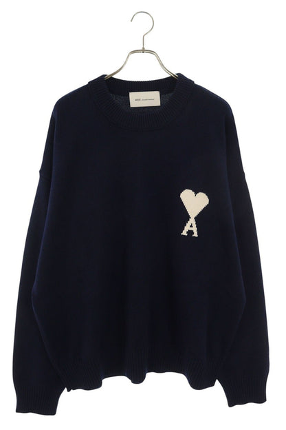 AMI 26SS Embroidered Crewneck Knit Sweater Blue x White Size XXL