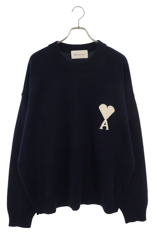 AMI 26SS Embroidered Crewneck Knit Sweater Blue x White Size XXL