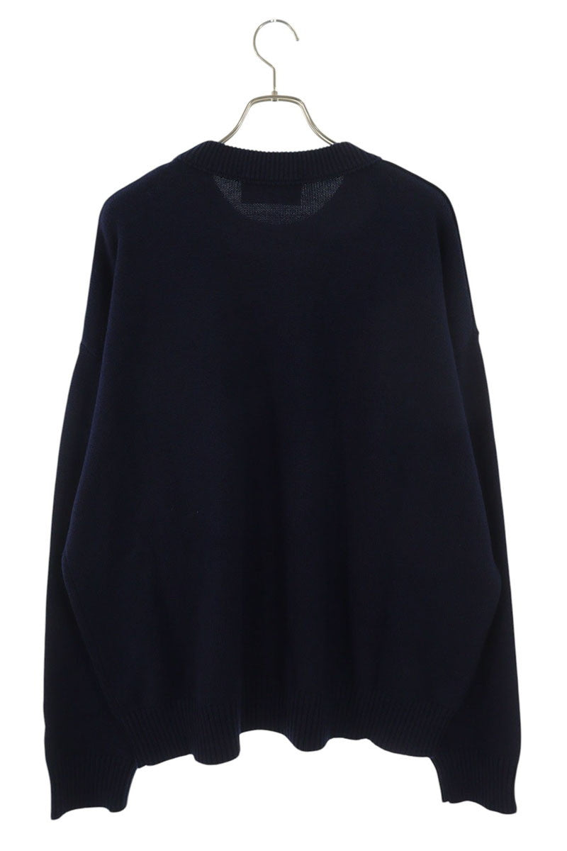 AMI 26SS Embroidered Crewneck Knit Sweater Blue x White Size XXL