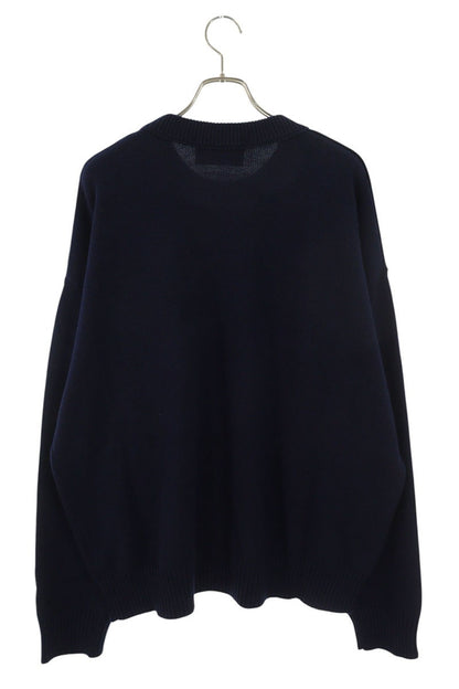 AMI 26SS Embroidered Crewneck Knit Sweater Blue x White Size XXL