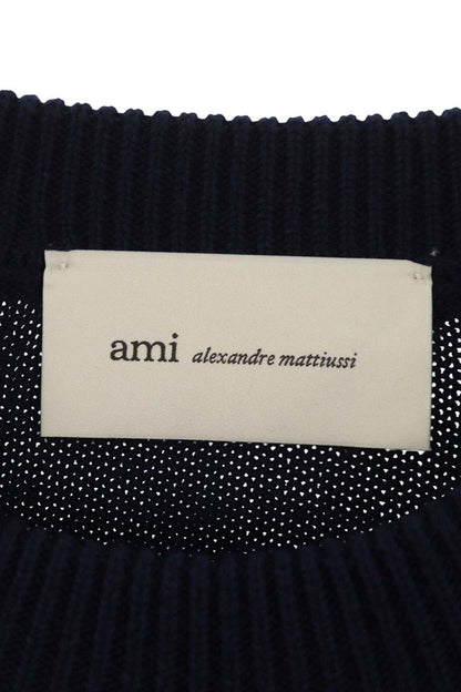 AMI 26SS Embroidered Crewneck Knit Sweater Blue x White Size XXL