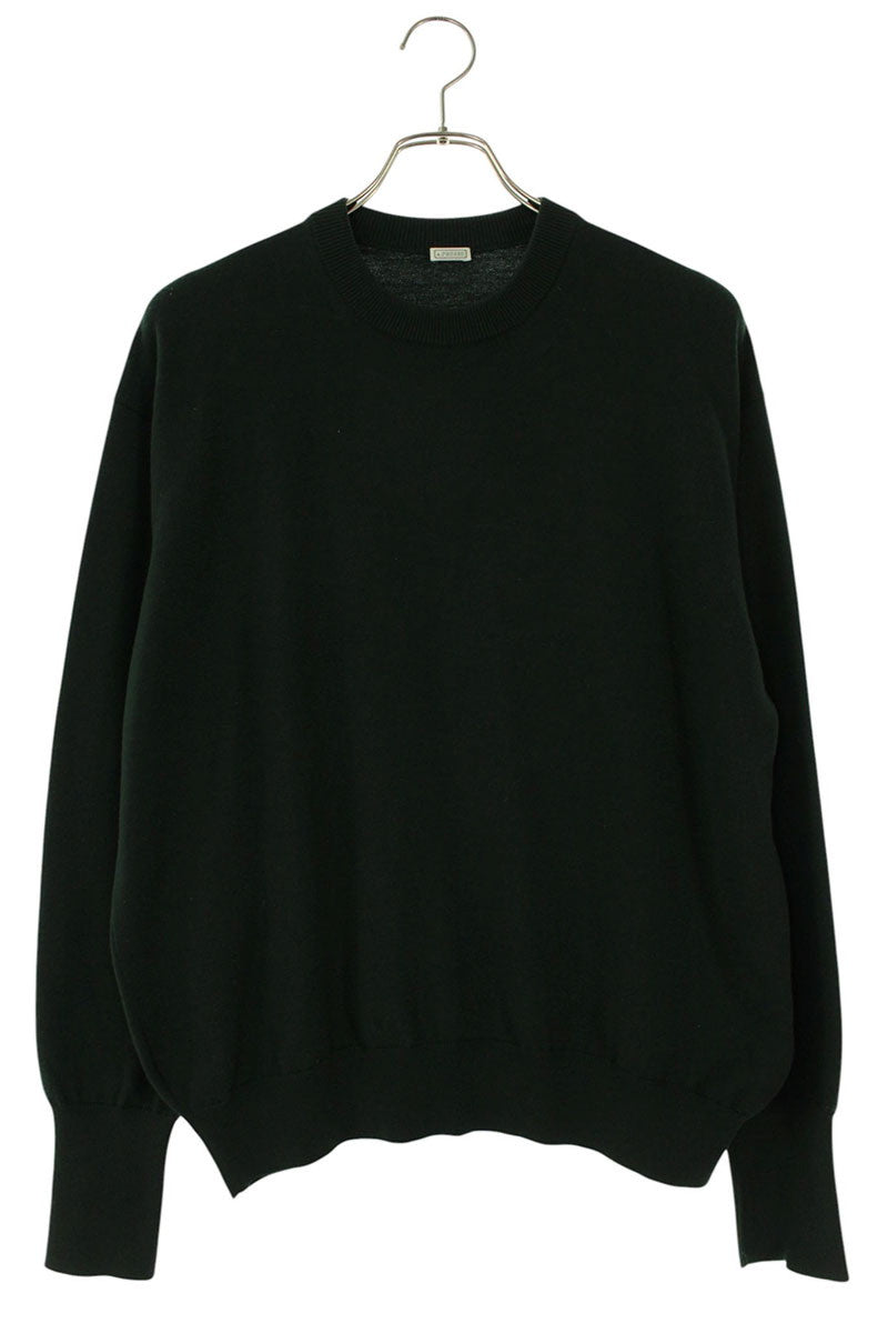A.PRESSE Fine Gauge Crewneck Knit Green Wool Size M