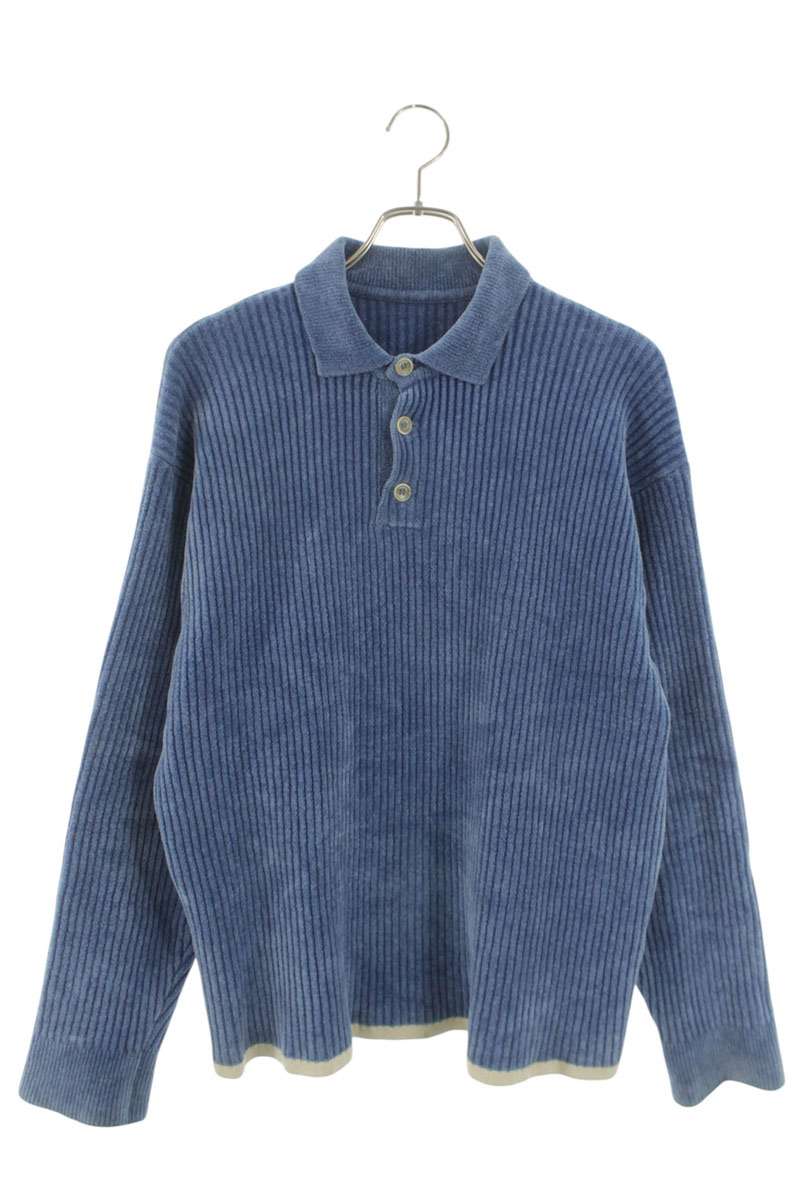 JACQUEMUS LE DUCI RIBBED POLO SWEATER Blue Size M
