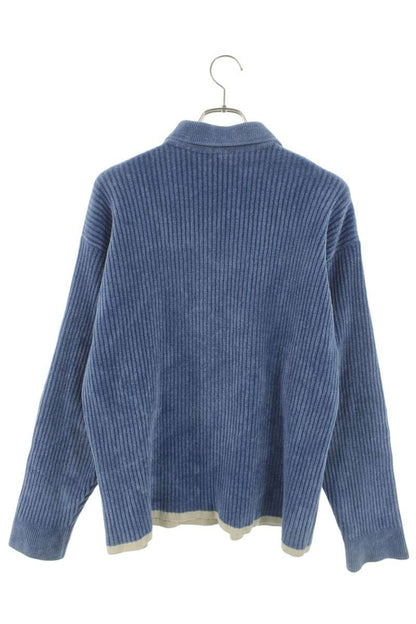 JACQUEMUS LE DUCI RIBBED POLO SWEATER Blue Size M