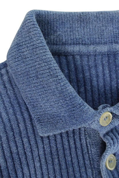 JACQUEMUS LE DUCI RIBBED POLO SWEATER Blue Size M