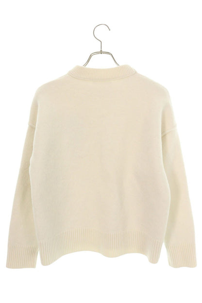 AMI Logo Crewneck Knit Sweater White Size XL