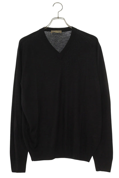 Cruciani Cashmere Silk Blend V-Neck Knit Black Size XL