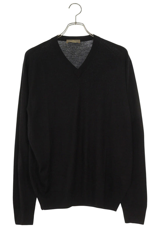 Cruciani Cashmere Silk Blend V-Neck Knit Black Size XL