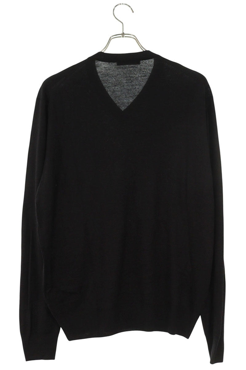 Cruciani Cashmere Silk Blend V-Neck Knit Black Size XL