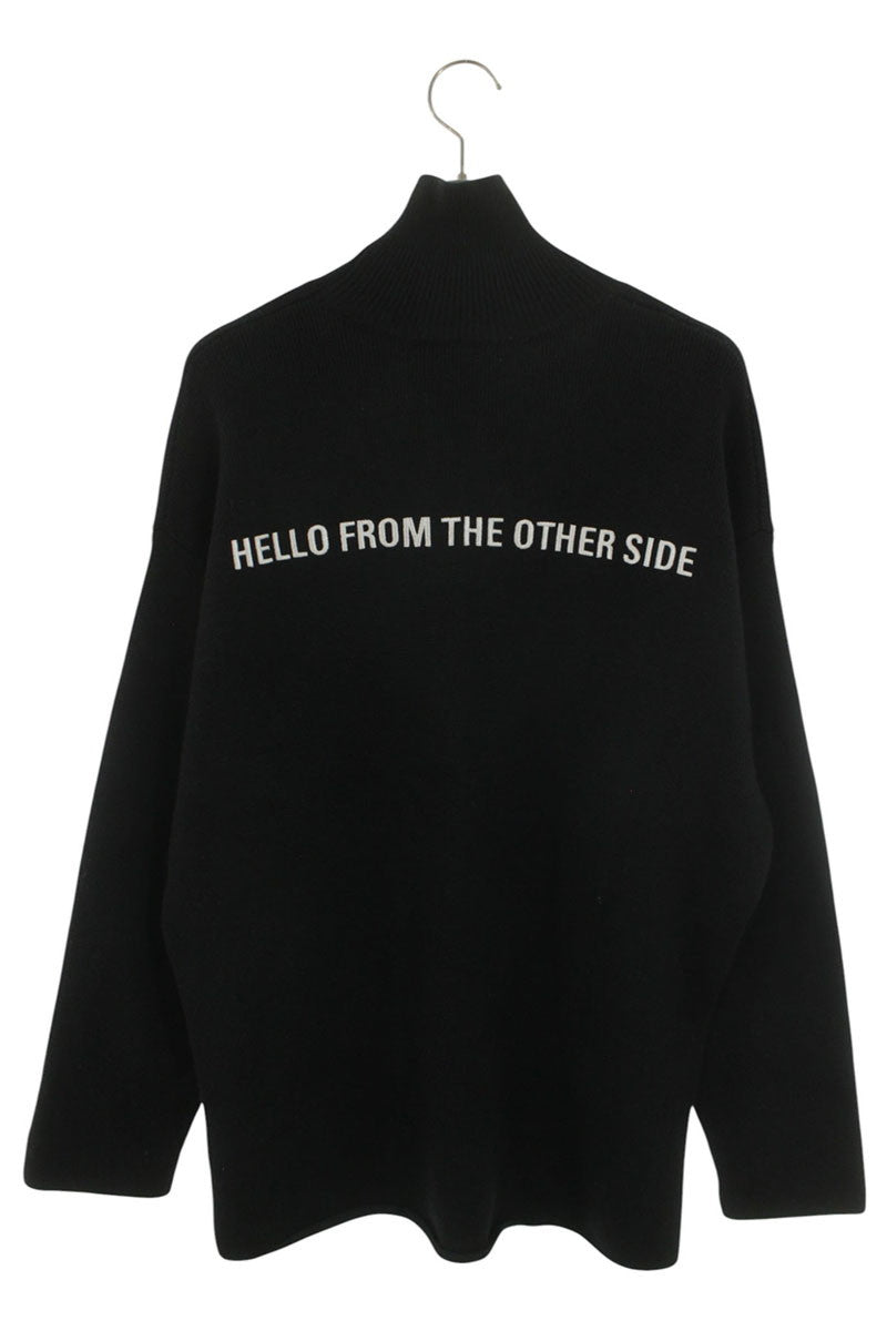 Balenciaga Embroidered High Neck Knit Sweater Black x Green Size XS