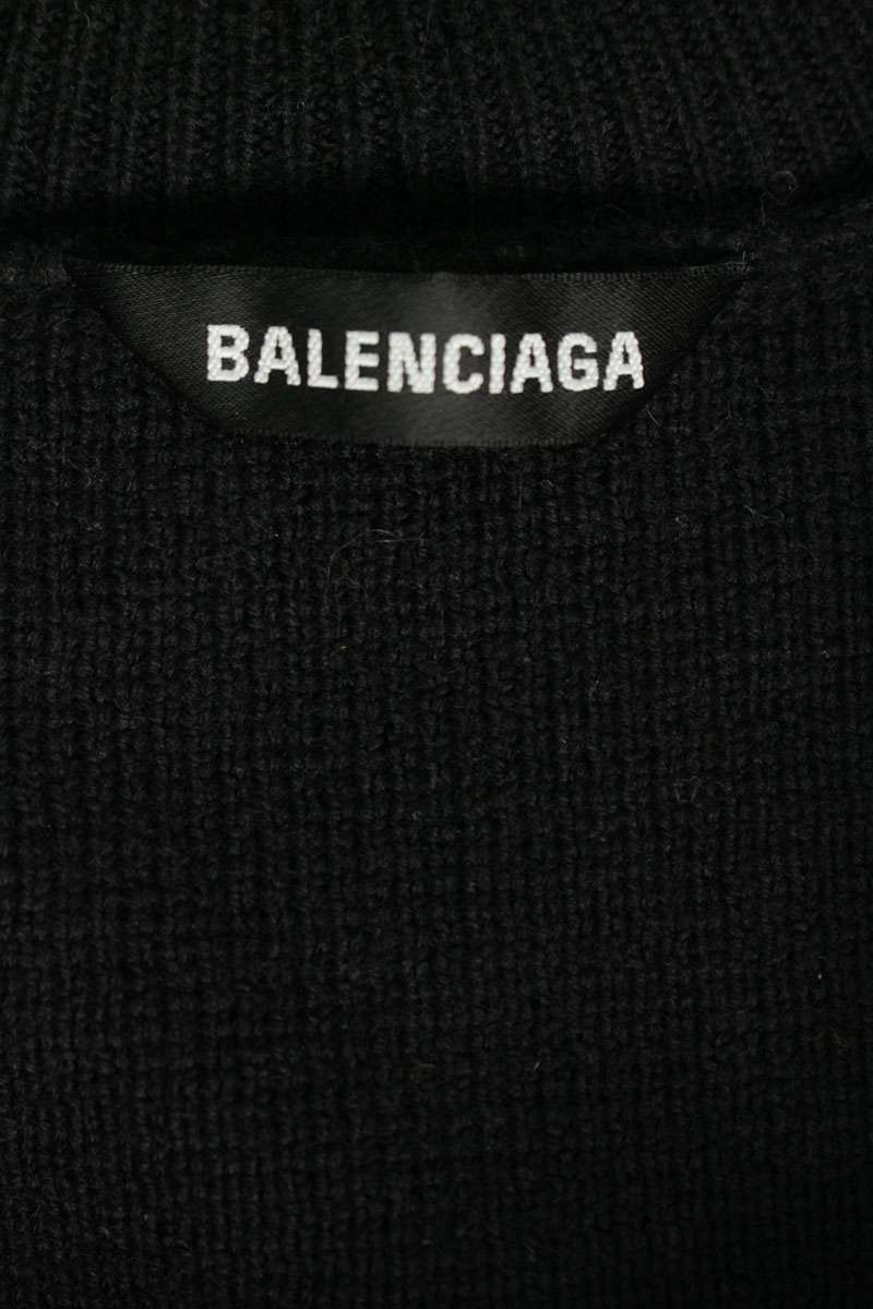 Balenciaga Embroidered High Neck Knit Sweater Black x Green Size XS