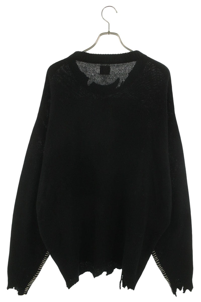Saint Michael Distressed Logo Knit Sweater Black Size XL