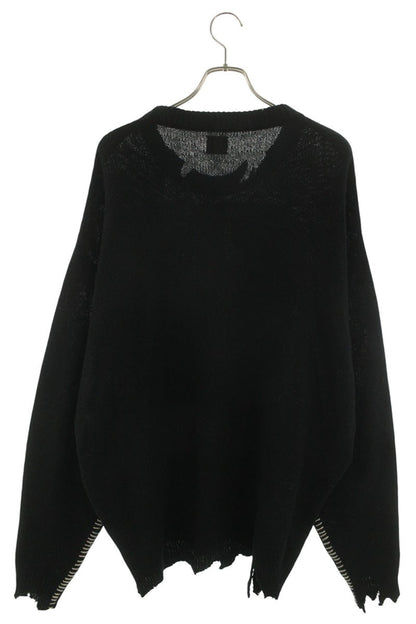 Saint Michael Distressed Logo Knit Sweater Black Size XL