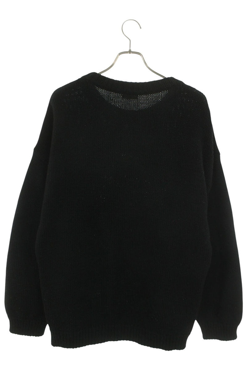 CELINE Pierrot Crewneck Knit Black Wool Blend Size S
