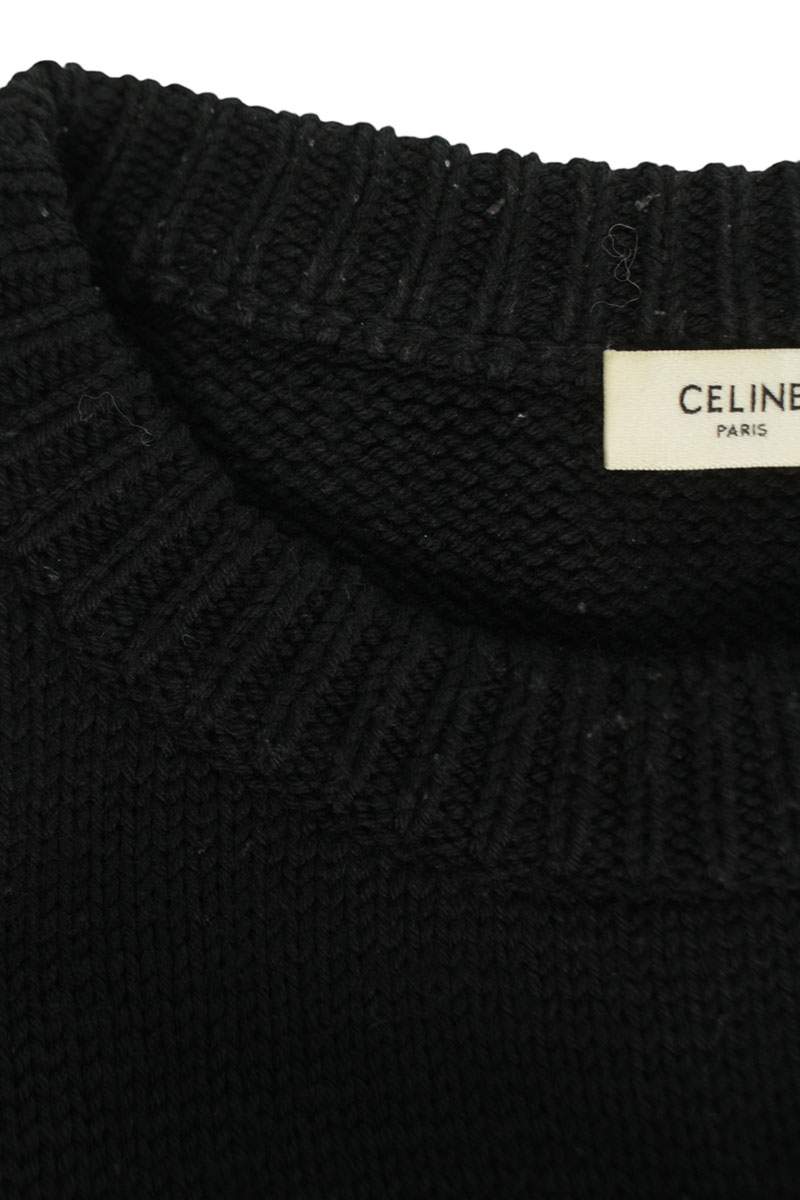 CELINE Pierrot Crewneck Knit Black Wool Blend Size S