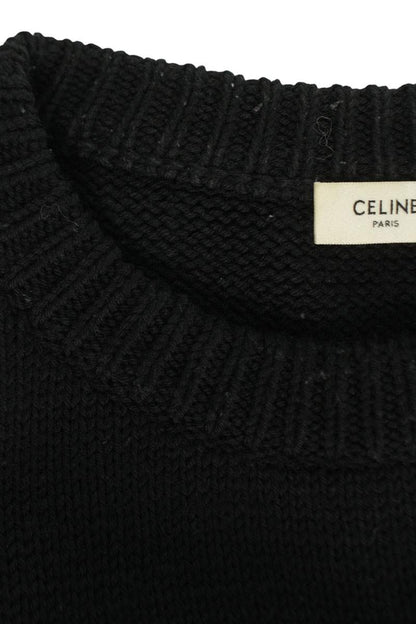 CELINE Pierrot Crewneck Knit Black Wool Blend Size S