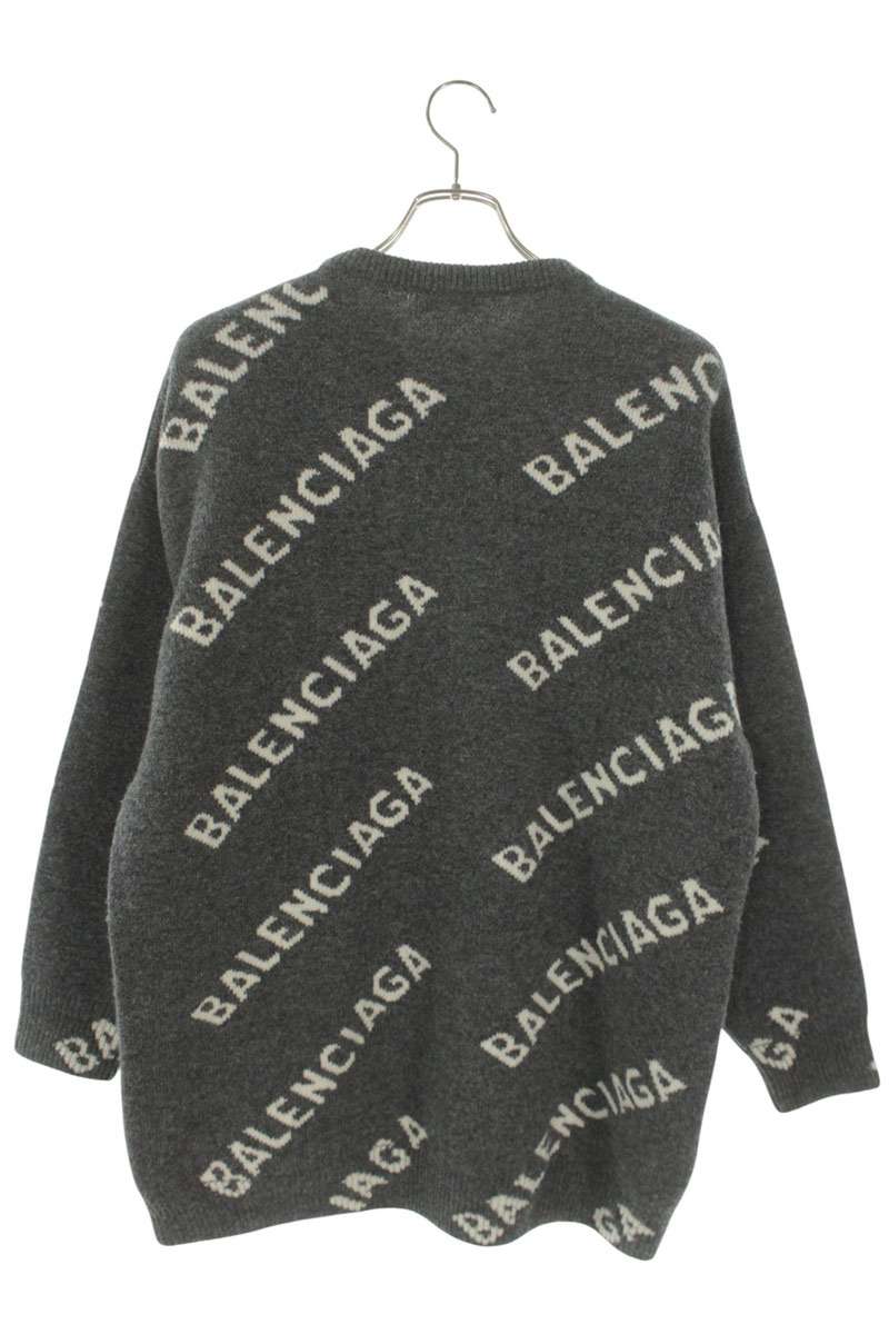BALENCIAGA All-Over Logo Jacquard Knit Gray Size XS