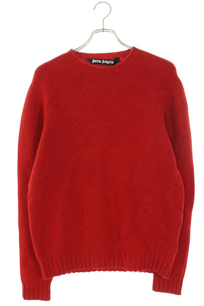 Palm Angels 20AW Logo Wool Knit Sweater Red Size L