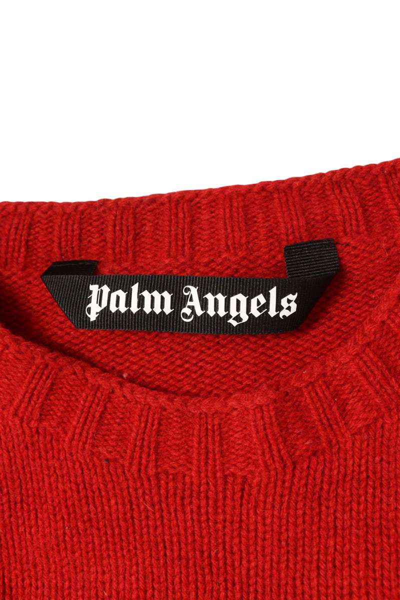 Palm Angels 20AW Logo Wool Knit Sweater Red Size L