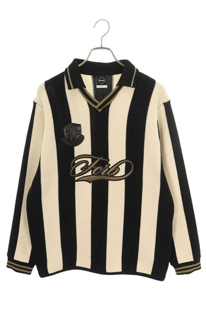 F.C.R.B Logo Striped Knit Sweater Black x White Size L