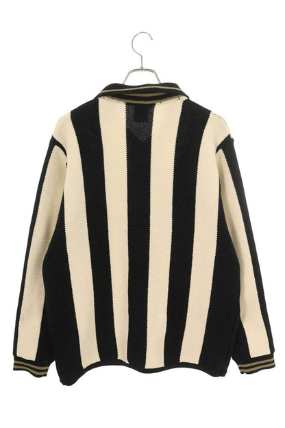 F.C.R.B Logo Striped Knit Sweater Black x White Size L